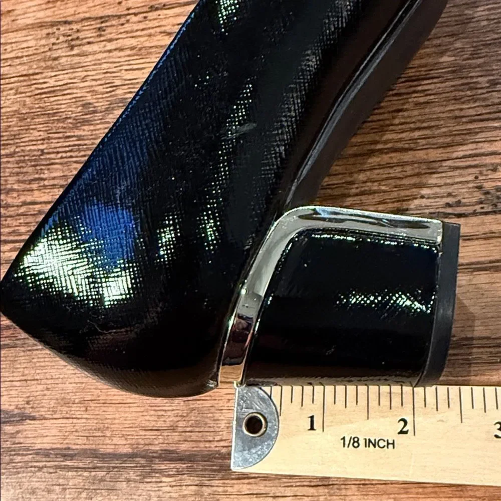 Soft Style Deanna Black Patent Block Heel Pumps Size 7.5 Comfort